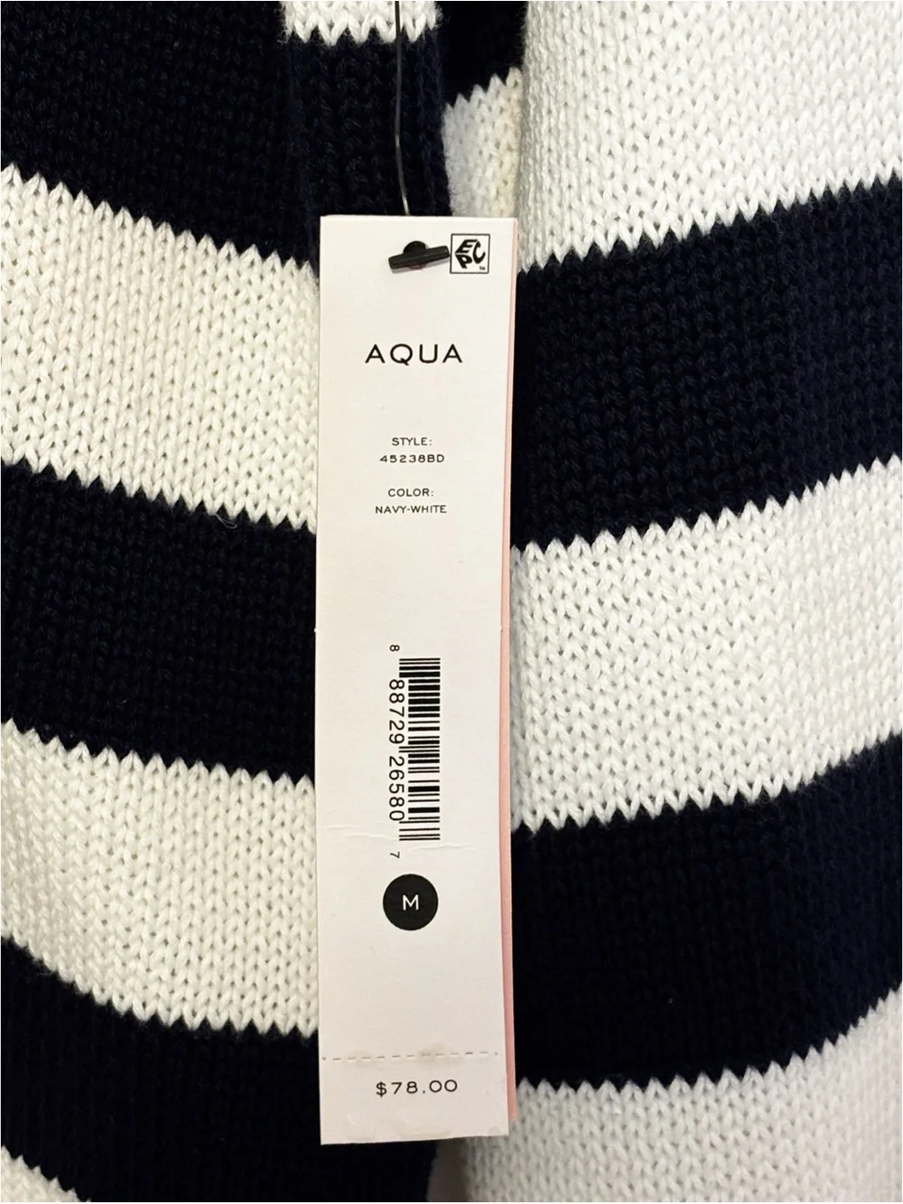 Aqua Navy and White Stripe Half Zip Cotton Sweater size Medium NWT Nautical Twee